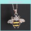 Stunning European And American Style Bee Necklace With Brilliant Rhinestones And Adjustable Chain Length