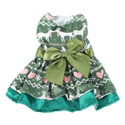 Robe pour chien Mode Mignonne Thème de Noël Motif Cœur Cerf Robe d'été pour chiot pour fête de Noël