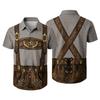 Men’s Short Sleeve Button Down Shirt with Vintage Festival Print Casual Relaxed Fit Top for Party and Daily Wear