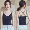 Letný tielko s vypchávkami na prsia z ľadového hodvábu, crop topy s halter krkom, dámske letné camisole, camisole bez chrbta, módne bandeau, dámska crop vesta bez rukávov