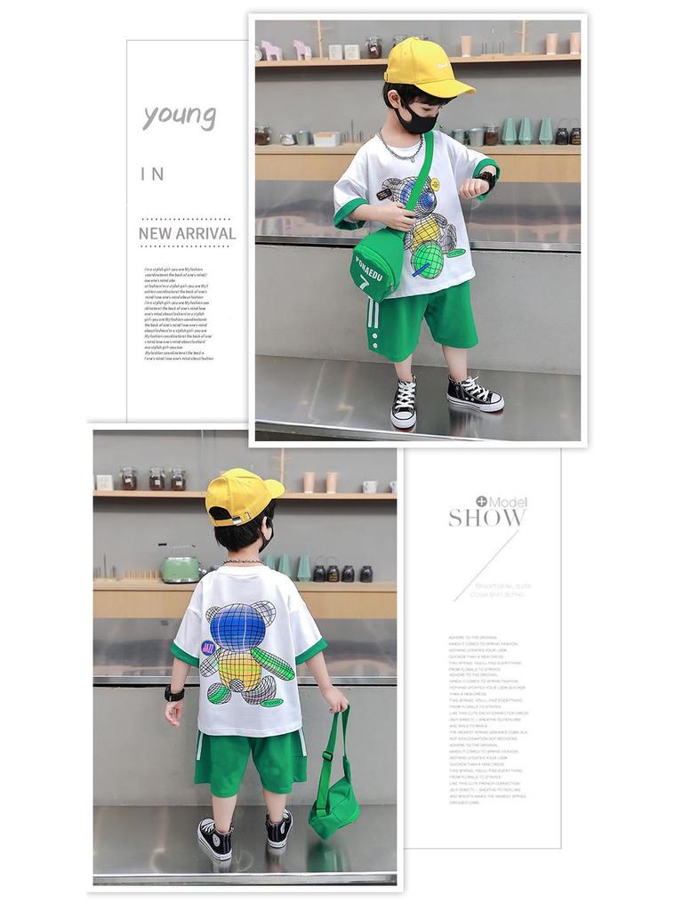 Boys' Summer Cartoon Short-Sleeve Fashion Set 2025 - Trendy Small & Medium Sizes
