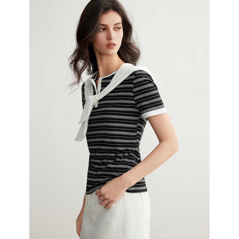 ELLE Contrast Shawl T-shirt