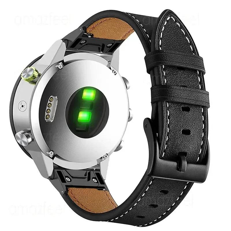 Compatible Leather Quick Release Watch Band for Garmin Fenix 8/7X/7 Pro/6X/965/Epix