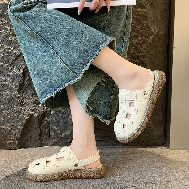 Baotou sandals women's new summer hole shoes two wear platform half slippers beach Roman sandals durable