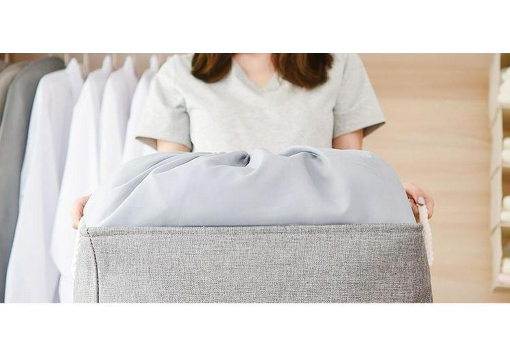 Medium Linen Fabric Storage Box for Underwear and Toys Organization