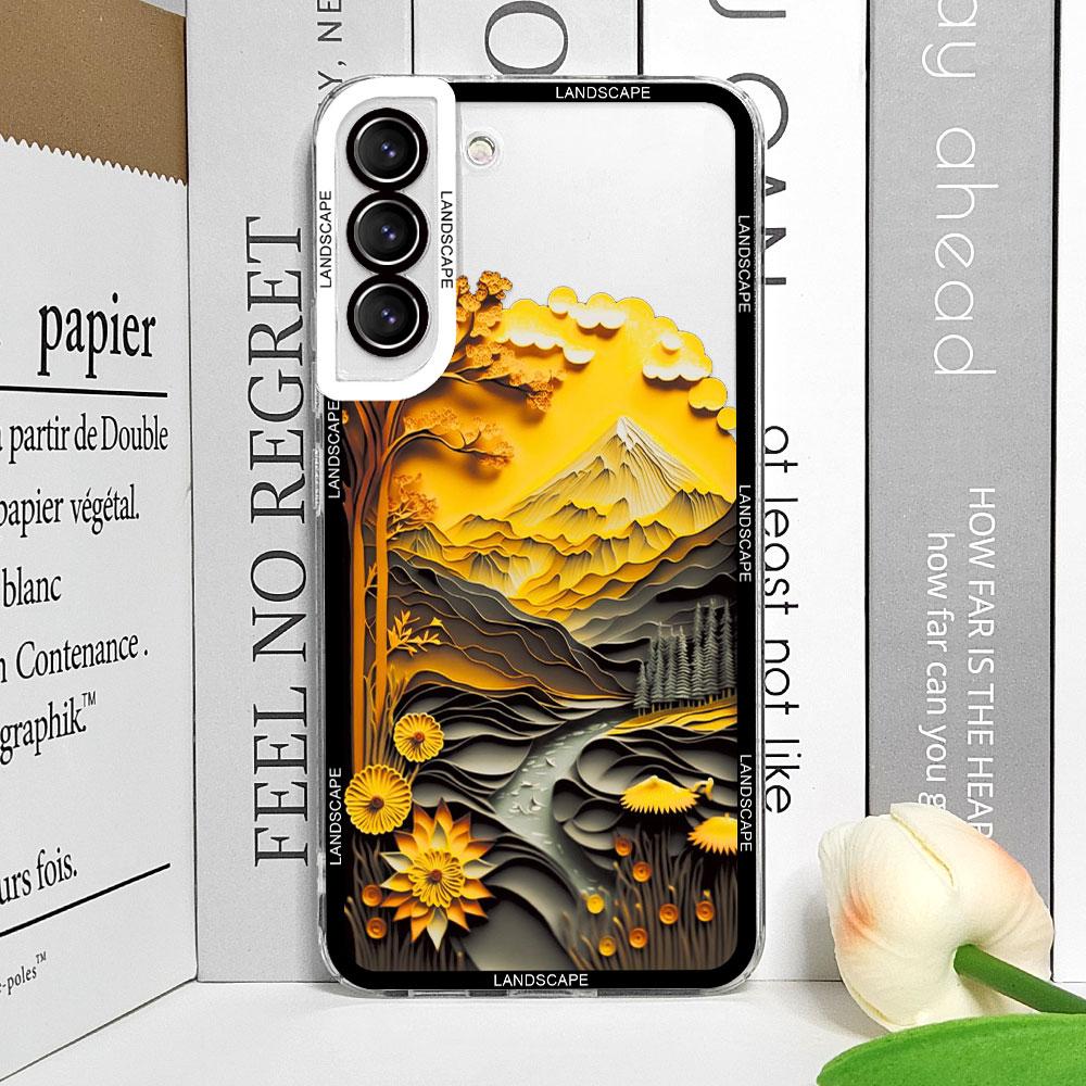 

Printing Landscape Creative Mountain Transparent Phone Cases for Samsung Galaxy S22 S25 S21 S23 S24 Ultra Plus FE Covers Fundas Samsung S23 FE