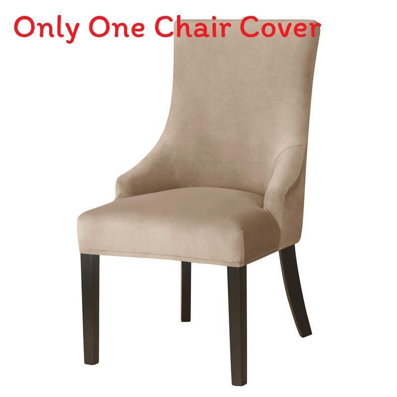 Stretch Velvet Wingback Chair Cover High Back Sloping Arm Dining Chairs Cover