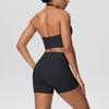 Cross-Border Halter Sports Vest & High-Waist Pocket Yoga Shorts Set