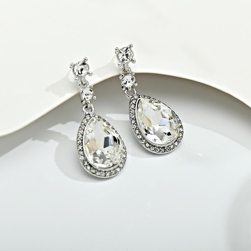 Colorful Rhinestone Water Drop Dangle Earrings – Elegant, Shiny, Versatile Accessories