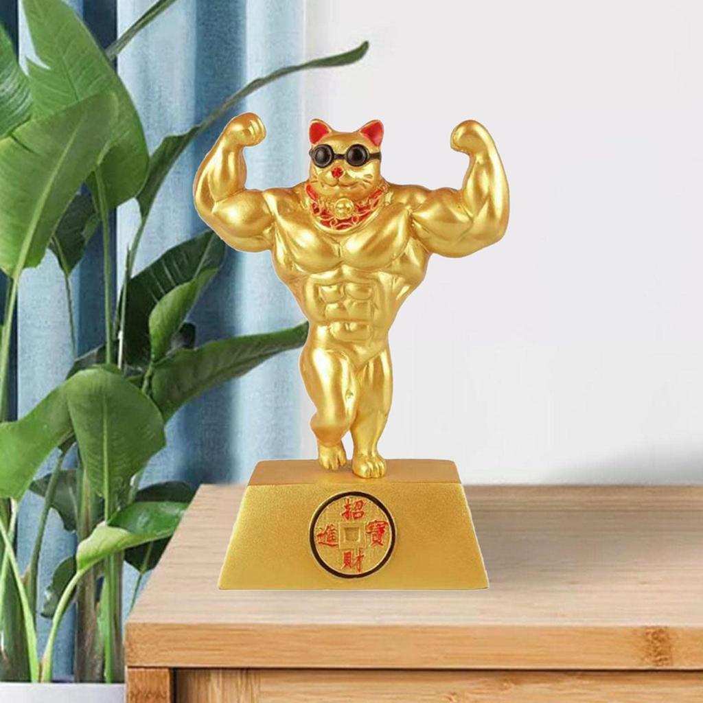 FLAMEER Lucky Cat Muscle Ornament Lucky Cat Good Luck Financial Luck Opening Celebration Business Success Store Gift Gift Shop Opening Decoration