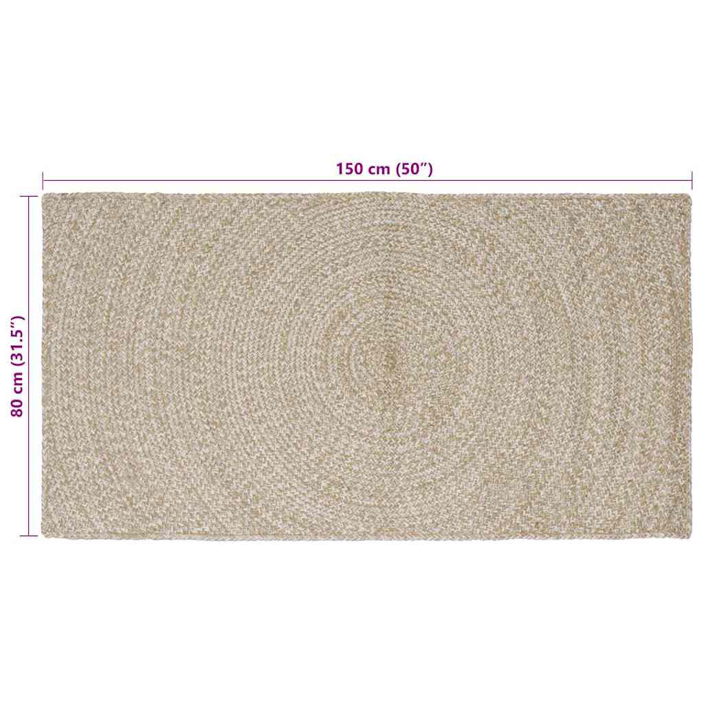 Area Rugs Natural & White 80 x 150 cm Jute