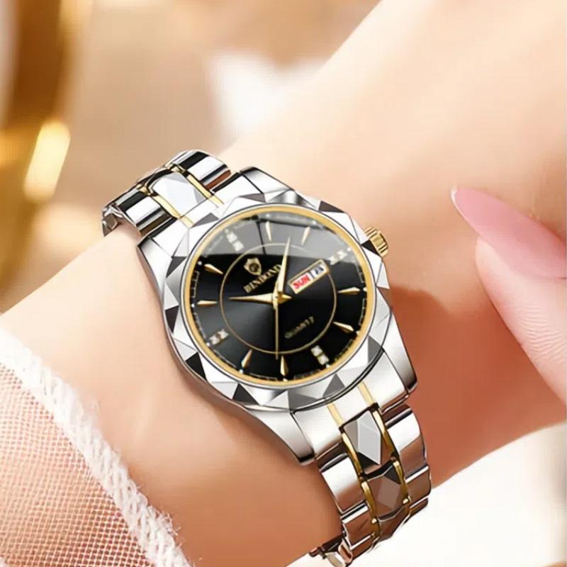 Luxus-Armbanduhr für Damen, wasserdicht, leuchtend, Datum, Edelstahl, hochwertige Quarzuhr für Damen