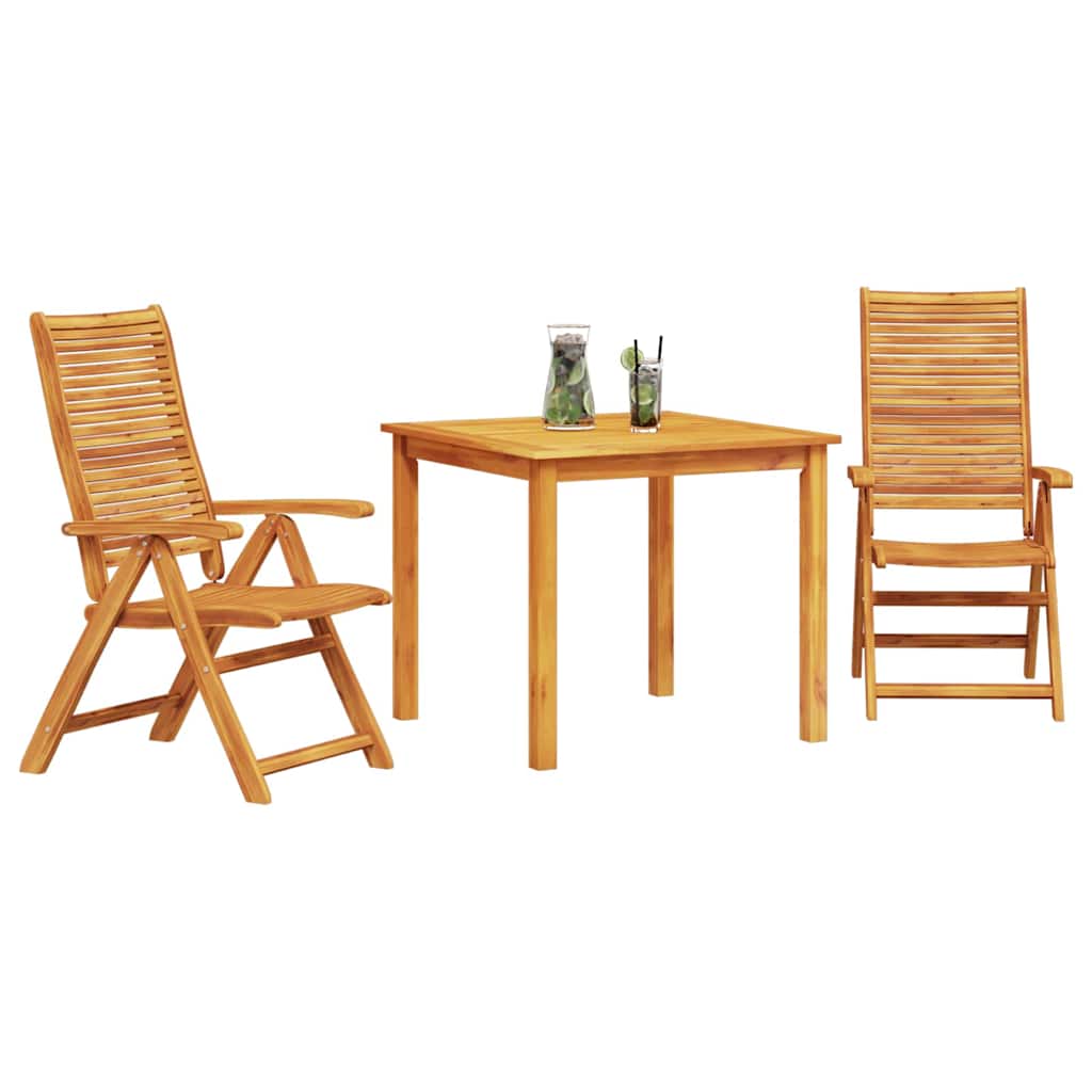 Garden Dining Set 3 Pcs Brown Solid Acacia Wood