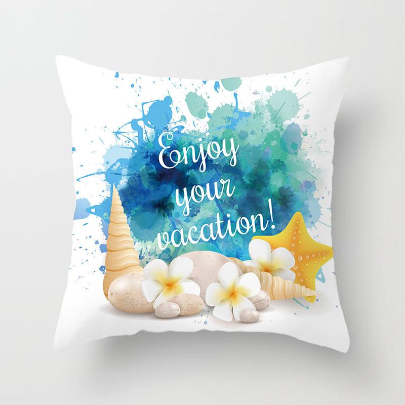 Home Decor Colorful Watercolor Floral Summer Holiday Pillows Pattern Cushion Cover Suitable for Sofa Bedroom Car Pillow Cover