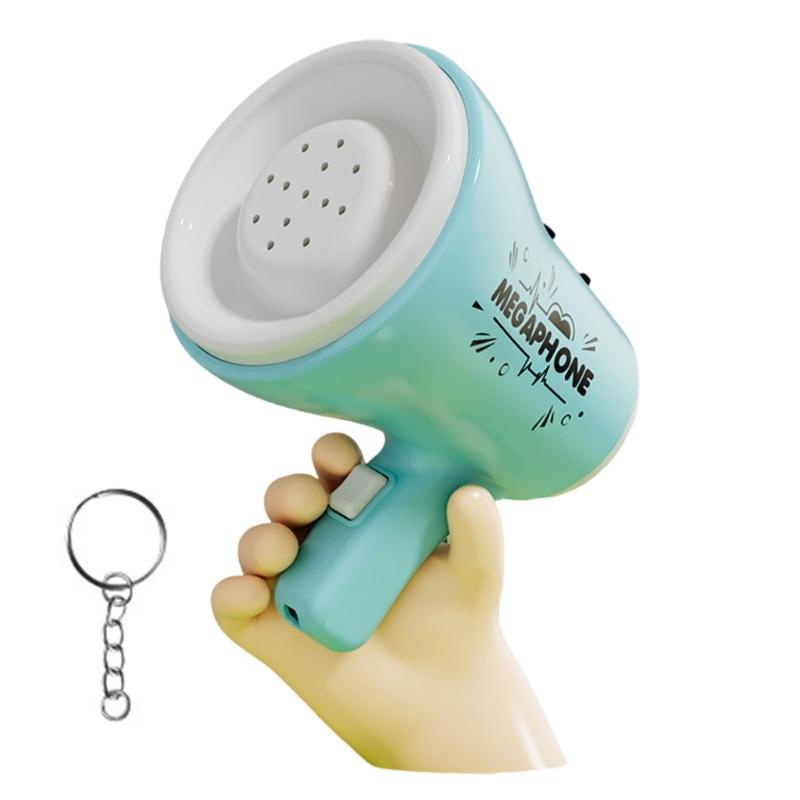 Small Megaphone Speaker Voice Changer Toy with Music Recording Microphone Kids Bullhorn Megaphone Toy Keychain Bag Charm