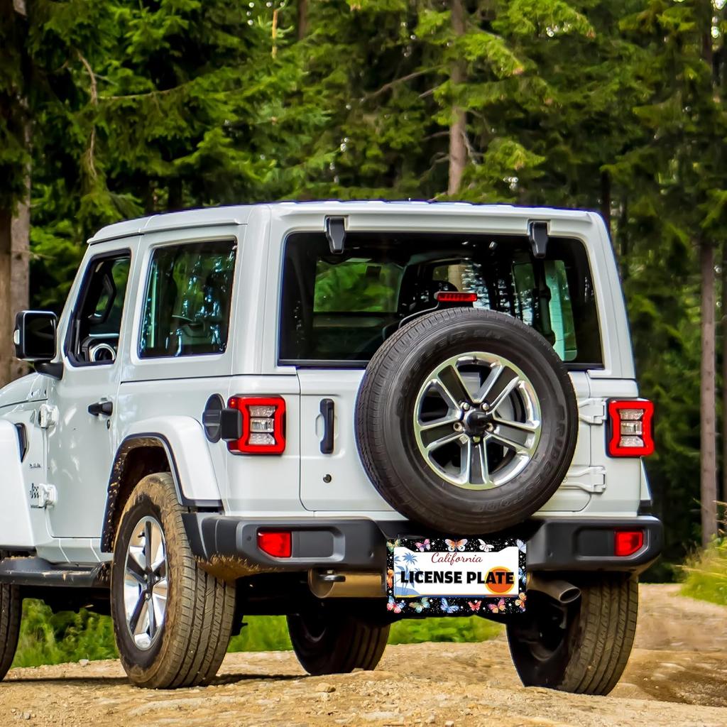 Beautiful Colorful Butterfly License Plate Frame Funny Watercolor License Plate Holder For Front Or Rear Car Tags Stainless Steel Car Decoration With