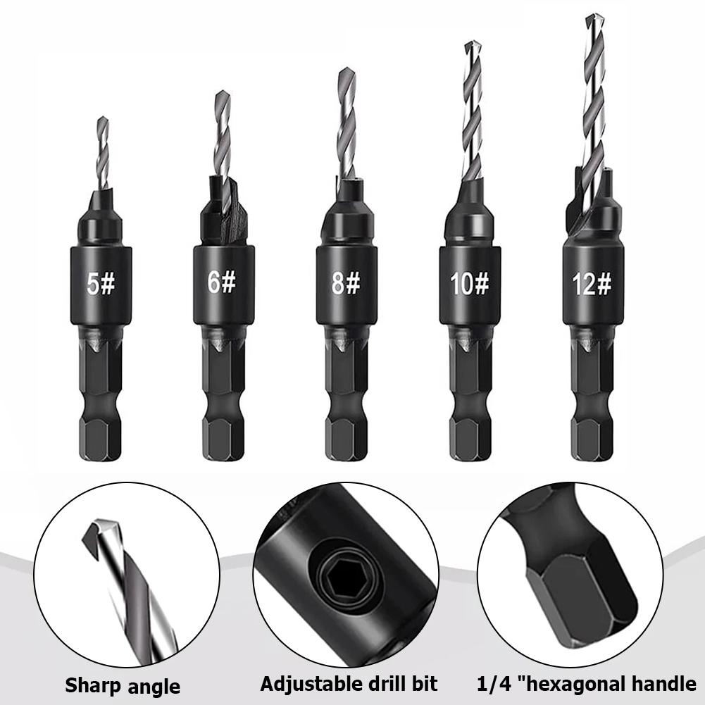 Woodworking Countersunk Head Drill And Chamfering One Piece Hexagonal Handle Countersunk Fried Dough Twist Drill