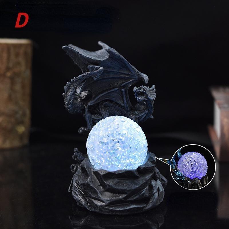 1 Pc Color Change Lava Resin Base Dragon Statues Luminescent Dinosaur Holy Dragon Battle Dragon Home Desktop Sculpture Kids Gifts