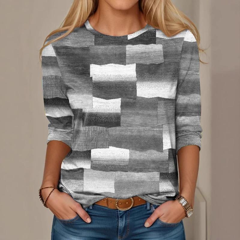 

Женская футболка весна-осень с длинным рукавом и круглым вырезом для похудения с цифровой печатью 6xl