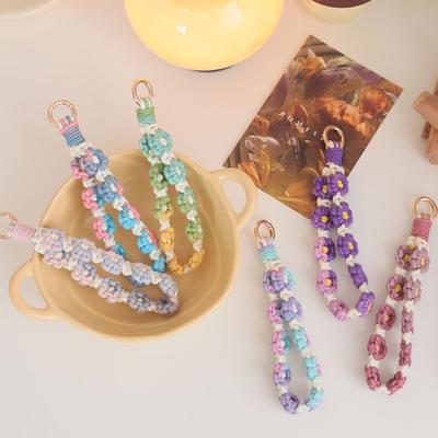 Cellphone Strap Lanyard Daisy Flower Keychain Keyring Wrist Lanyard Bracelet  Girls