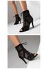 Dames Kant-up Mesh Hoge Hak Jazz Laarzen - Hol Ontwerp en Peep-Toe Dansschoenen, Ook Verkrijgbaar in Grote Maten.