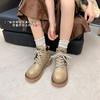 Cowhide Version~ Leather Thick-soled Short Martin Boots for Women's 2025 Autumn and Winter New Versatile Fashion Lace-up High-top Short Boots