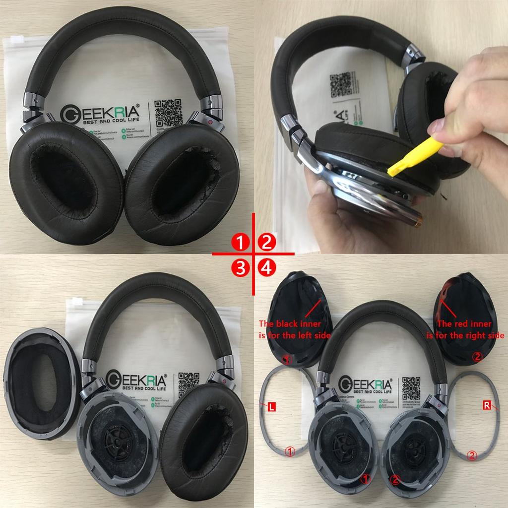 Geekria QuickFi Compatible Ear Pads for Sony MDR-1A and MDR-1ADAC Headphones (Protein LeatherBlack)
