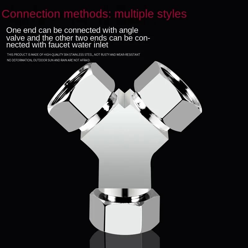 Der Dreiwege-Wasserverteiler aus Kupfer lässt sich direkt mit den 1/2-Zoll-Wasserhahn-Dreiwege-Verteiler-Wasserrohranschlüssen verbinden.