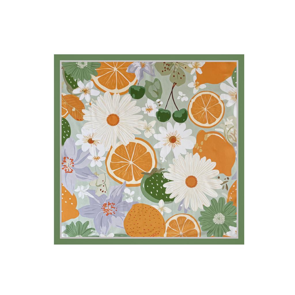 Small Daisy Printed Silk Scarf Women's 71cm Square Scarf Temperament Fresh and Versatile High Sense Fashion Thin Silk Scarf Wholesale