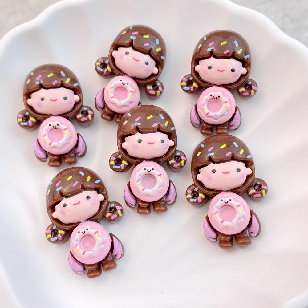 10Pcs New Cute Cartoon Girl Doll Series Flat Back Resin Cabochons DIY Jewelry Craft Decoration Accessorie