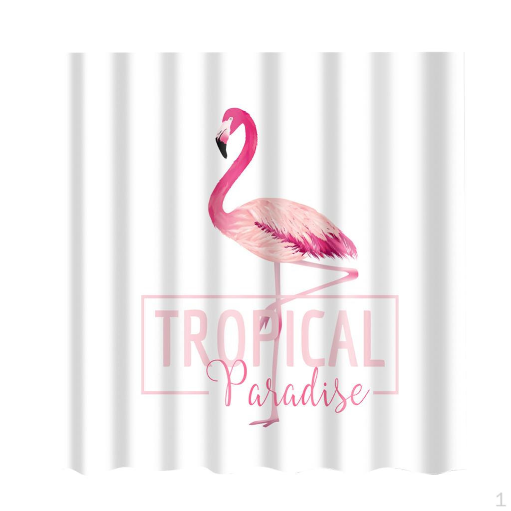 

Bathroom Extra Long Fabric Flamingo Bath Shower Curtain With 12 Hooks 5