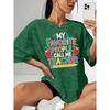 Summer new teacher-themed colorful letter print snowflake short-sleeve shirt T Shirt Top Round neck, light and breathable, suitable for spring,