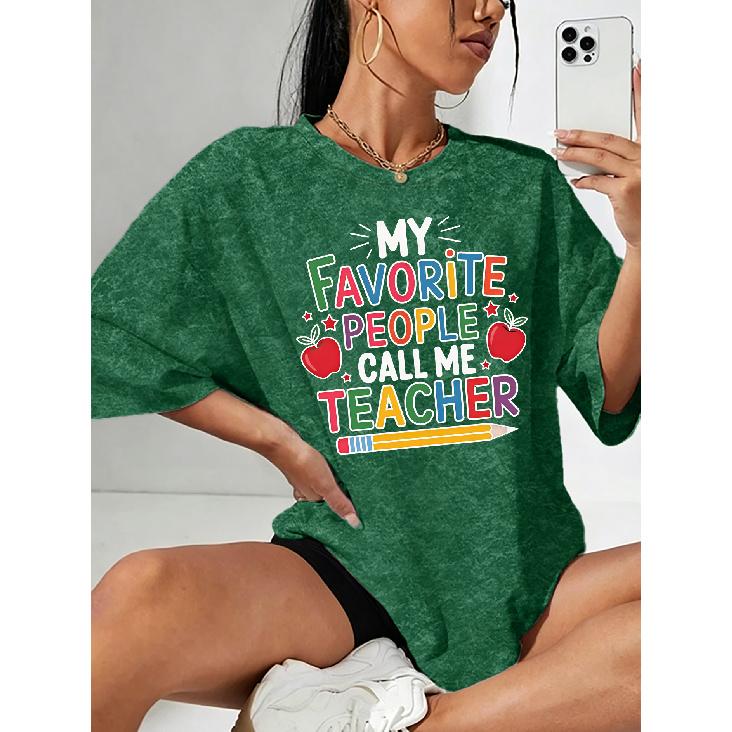 Summer new teacher-themed colorful letter print snowflake short-sleeve shirt T Shirt Top Round neck, light and breathable, suitable for spring,
