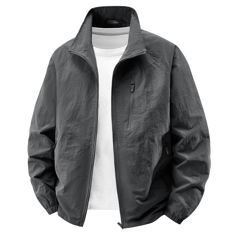 Men's Casual Jacket, Stand Up Collar Jacket, Loose Plus Size Workwear Top