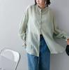 Day single spring and summer commute leisure vacation style loose and thin large size perspective long-sleeved shirt solid color shirt women