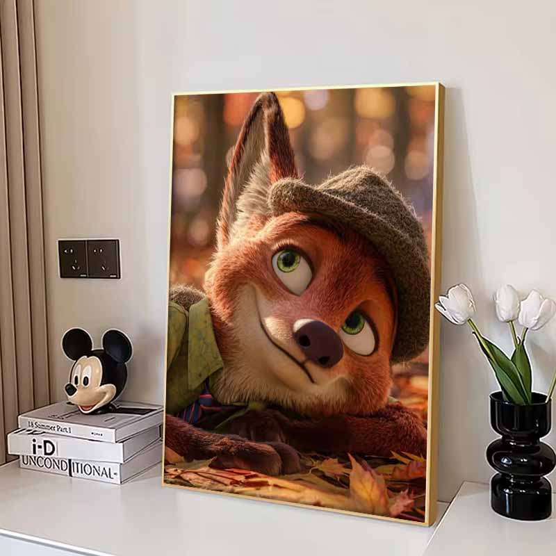 Disney 5D DIY Diamond Painting Nick Wilde WearingA Retro Top Hat Illustration Cartoon Full Diamond Mosaic Art Wall Decoration Set