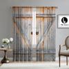 2PC Home Decoration Curtains, Retro Wooden Doors With Pole Pocket Curtains, Suitable For Kitchens, Cafes,Living Rooms,Bedrooms