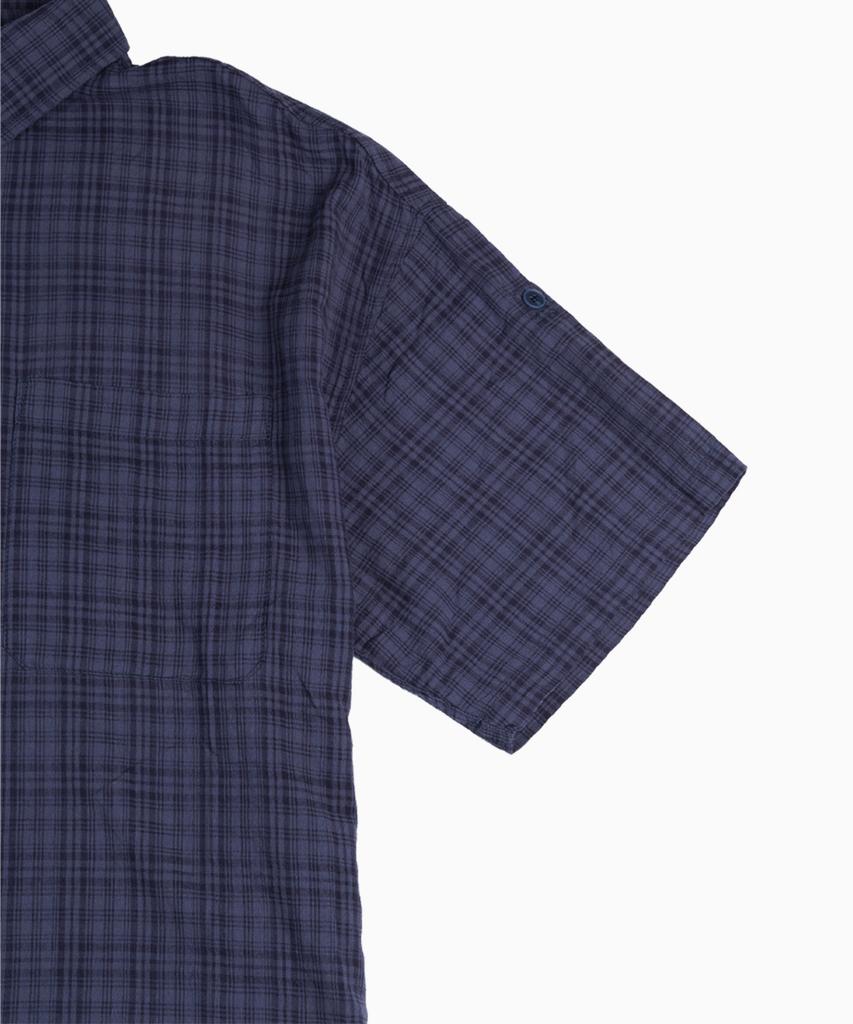 SAINTPAIN Sp Roll-Up Tartan Check Short Sleeve Shirt Navy