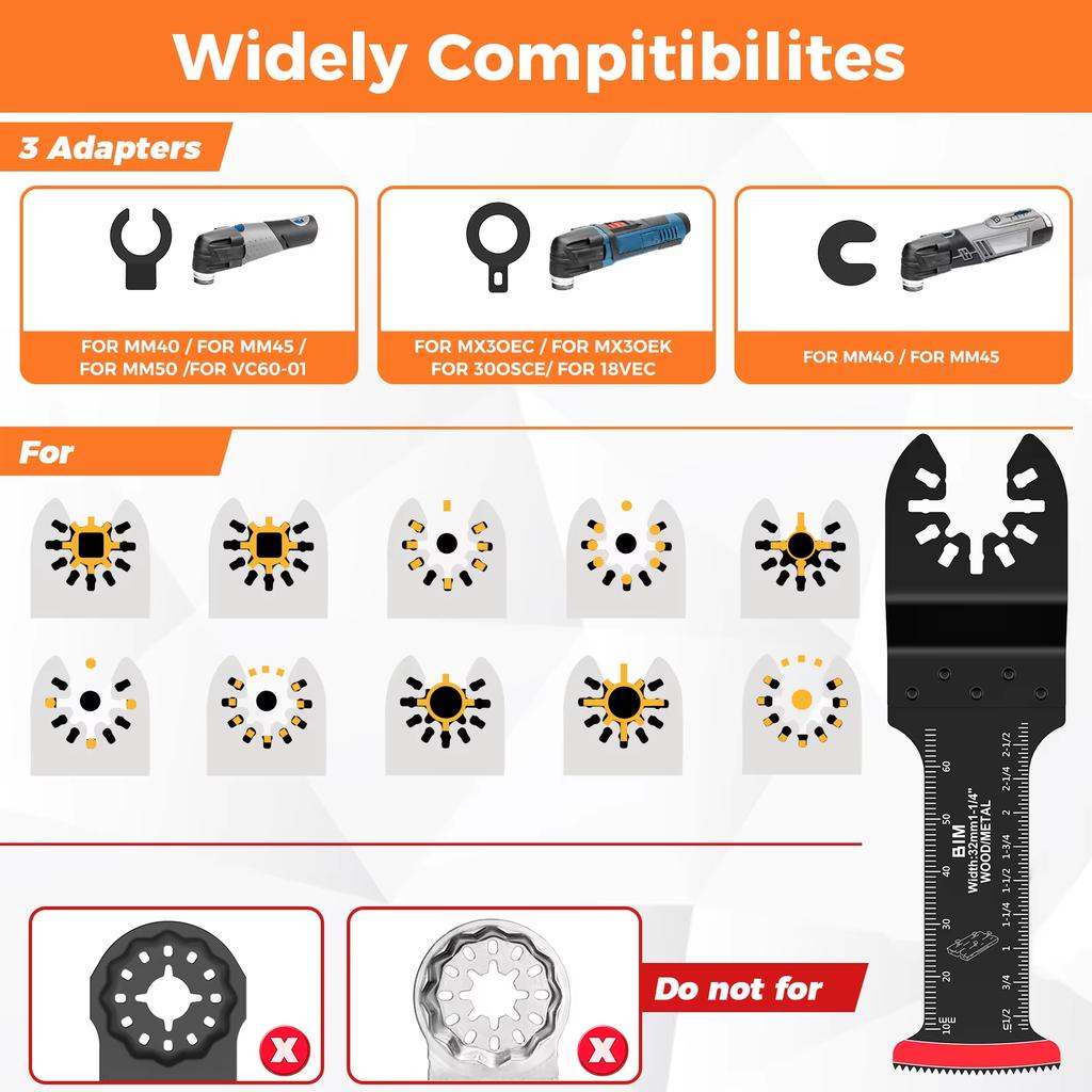 4/56PCS Oscillating Multitool Blade High Carbon Steel Arc Edge Cutting Saw Blade Quick Release Multi Tool Saw Blade For Wood PV