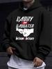 American Western Style Unisex Autumn Winter Print Hooded Long Sleeve Sweatshirt, Father And Daughter Hand In Hand Text And Image Print Hoodie, Family