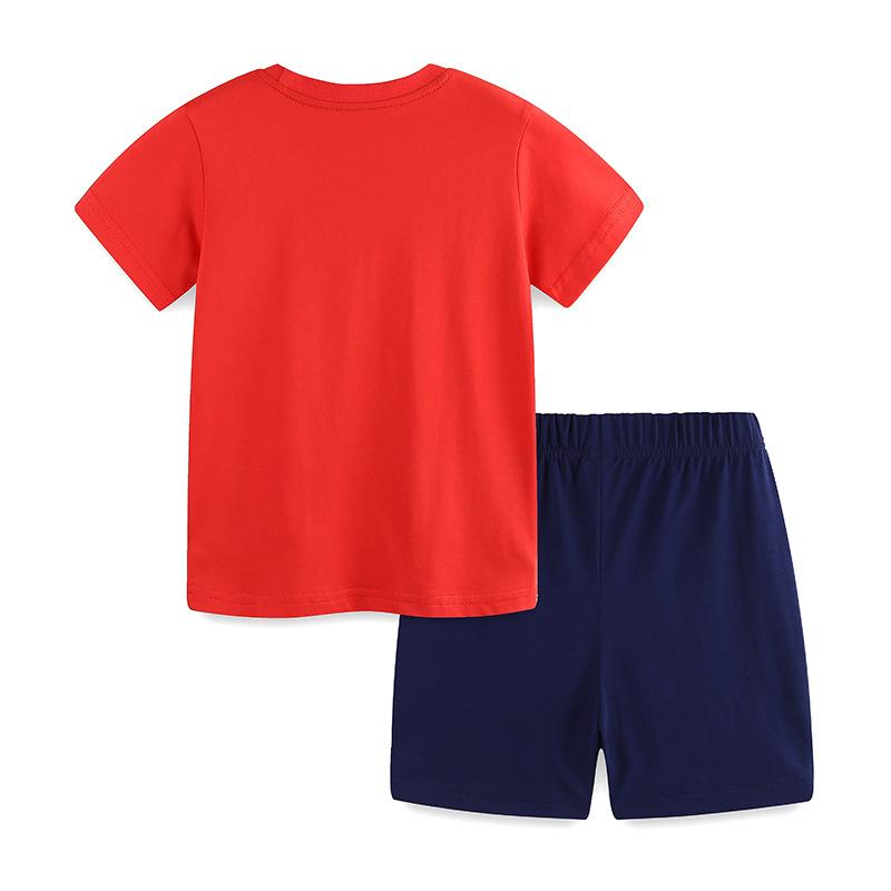 Summer New Boys Short Sleeve Set Children's Crew Neck T-Shirt 2-piece Knitted Cotton Children's Shorts Set
