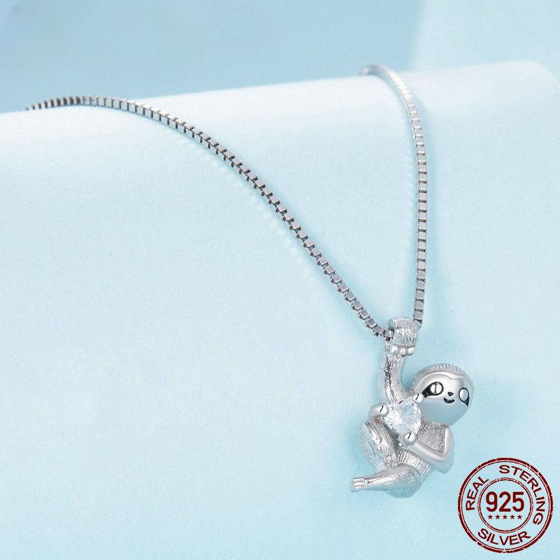 Halskette mit Faultier-Anhänger aus S925er Sterlingsilber, Tier-Halskette für Frauen, Geburtstagsgeschenk, edler Schmuck