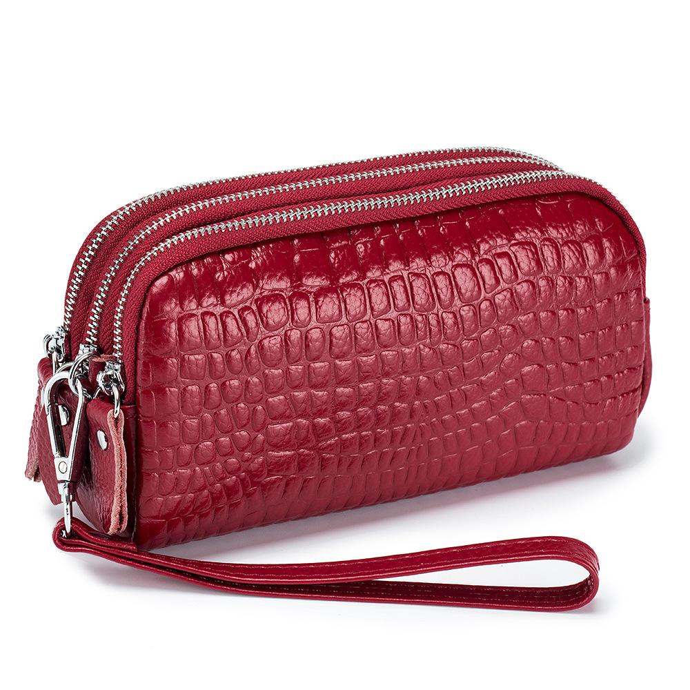 

Новая женская трехслойная модная сумка-клатч большой вместимости, кошелек с крокодиловым узором, сумка для мамы, многофункциональный клатч красный