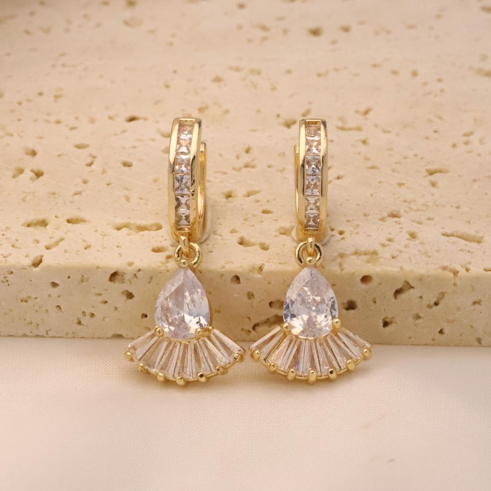 

1 пара простых геометрических висячих серег с цирконием для женщин, золотые серьги, ювелирные изделия, аксессуары для свадьбы и вечеринки золотой