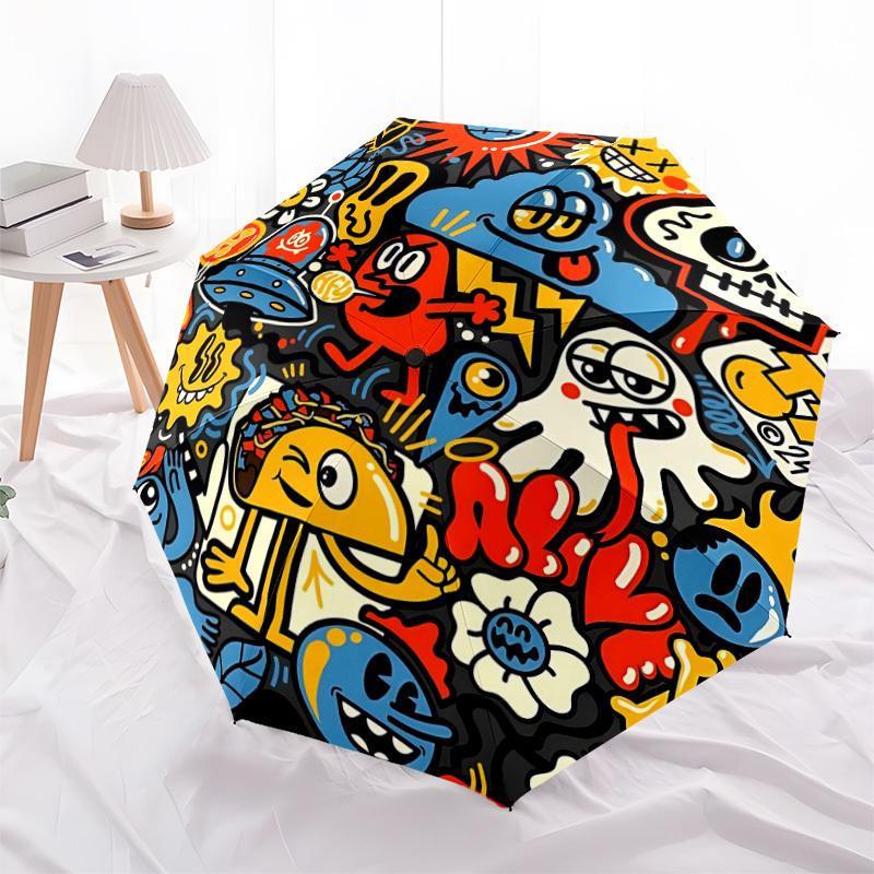 

1pc Cartoon Characters Automatic Open 8-Rib Windproof Umbrella, Travel & Commuting, Suitable for All Seasons