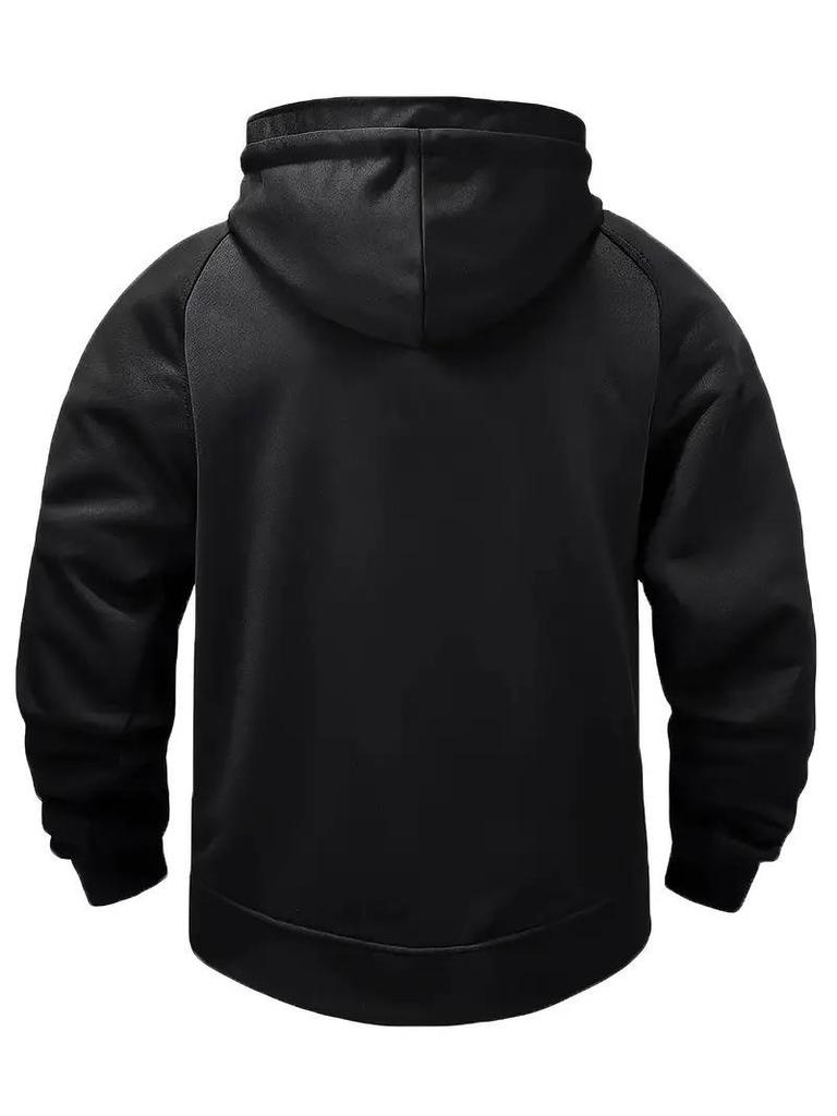 Men's Hooded Solid Color American Style Jacket - Trendy Autumn/Spring Sportswear