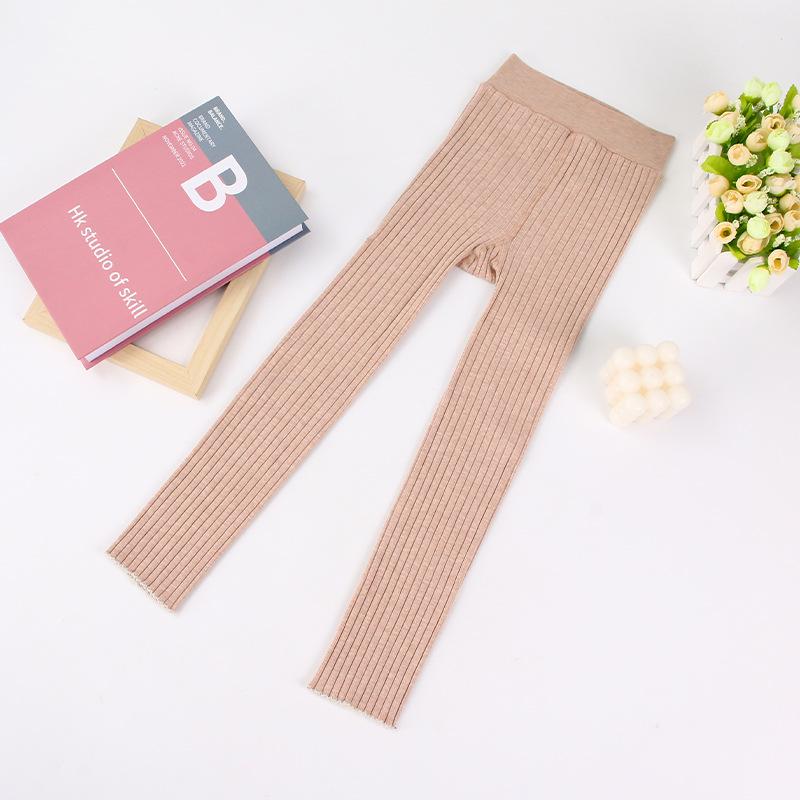 Girls White Elastic Cotton Tights - Spring/Autumn, Comfortable One-Piece, Vertical Stripes. 100 cm