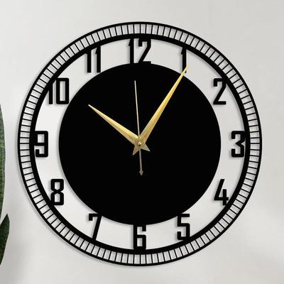 Stylish Watch Wall Clock with Numbers/Large Size Clock & Wall Ornament/Metal Outdoor Wall Clock for Bedroom, Office -Black