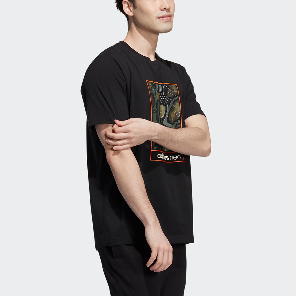 Adidas Neo Camouflage Print Sports T-shirt Men Tops Black HE7946