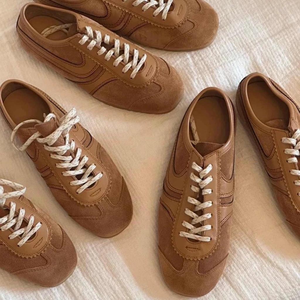 Sheepskin new autumn and winter ballet style silver inner height increase moral training shoes women's casual sports shoes lace-up flat baseplate shoe